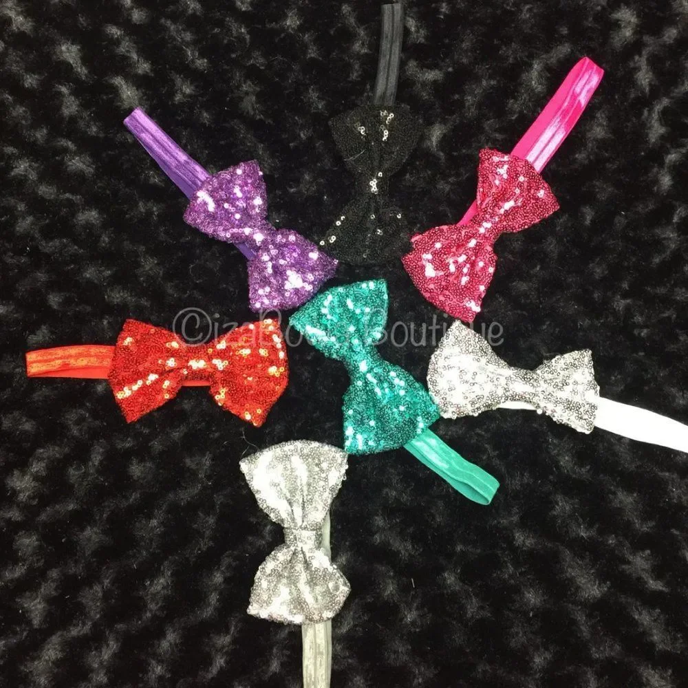 Purple Sequin Bow on FOE   PRPSBFOE  Handmade NWT Boutique